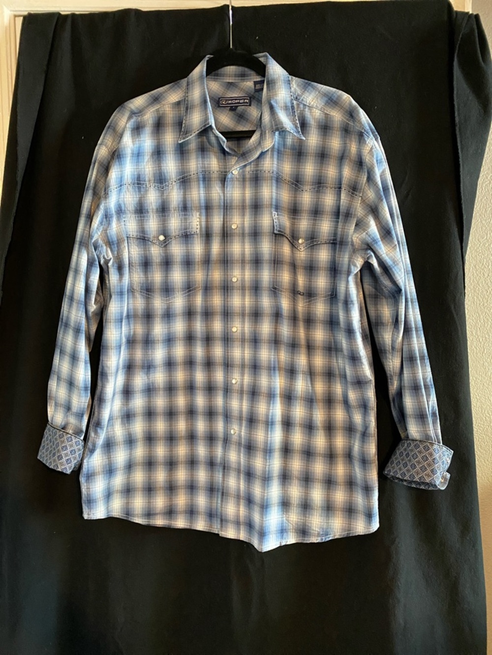 Men's Roper brand Blue Plaid Western Shirt